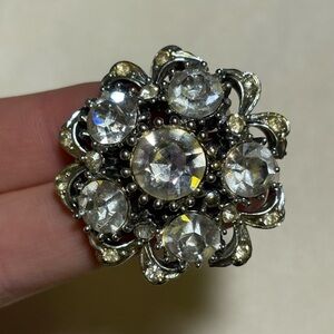 Elegant Silver and Crystal Brooch